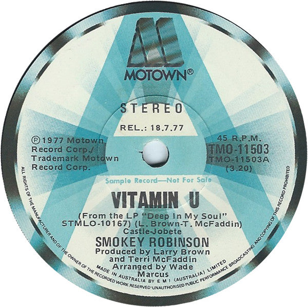 Smokey Robinson : Vitamin U (7", Single, Promo)
