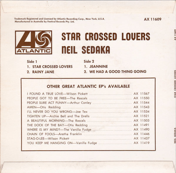 Neil Sedaka : Star Crossed Lovers (7", EP)