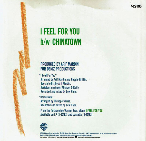 Chaka Khan : I Feel For You (7", Single)
