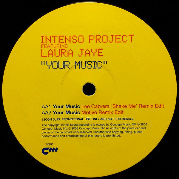 Intenso Project Featuring Laura Jaye : Your Music (12", Promo)