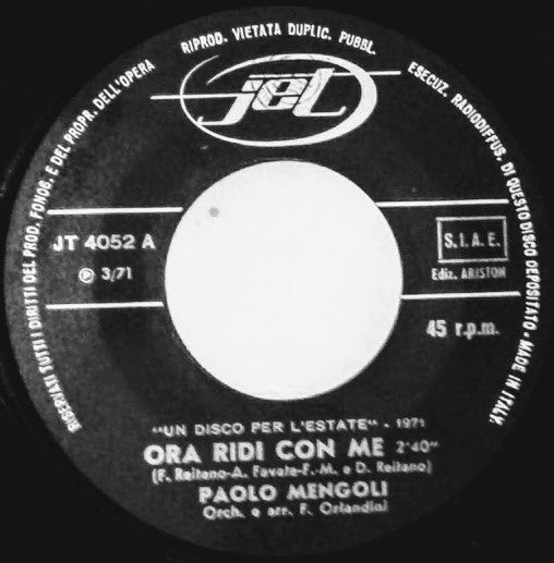 Paolo Mengoli : Ora Ridi Con Me / Oh, Luisa (7")