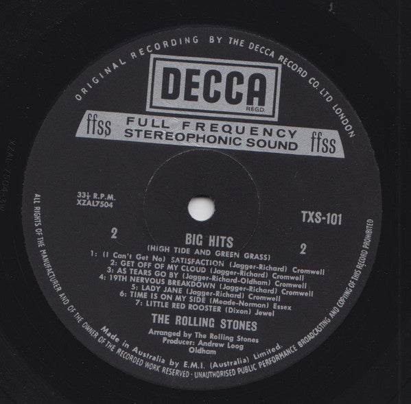 The Rolling Stones : Big Hits (High Tide And Green Grass) (LP, Comp, RE)