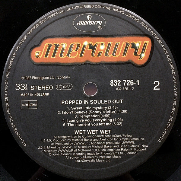 Wet Wet Wet : Popped In Souled Out (LP, Album)