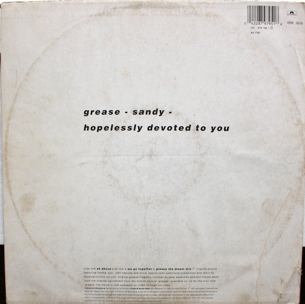 Frankie Valli, John Travolta And Olivia Newton-John : Grease The Dream Mix (12")