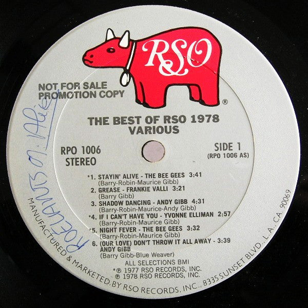 Various : The Best Of RSO 1978 (LP, Comp, Promo, Ter)