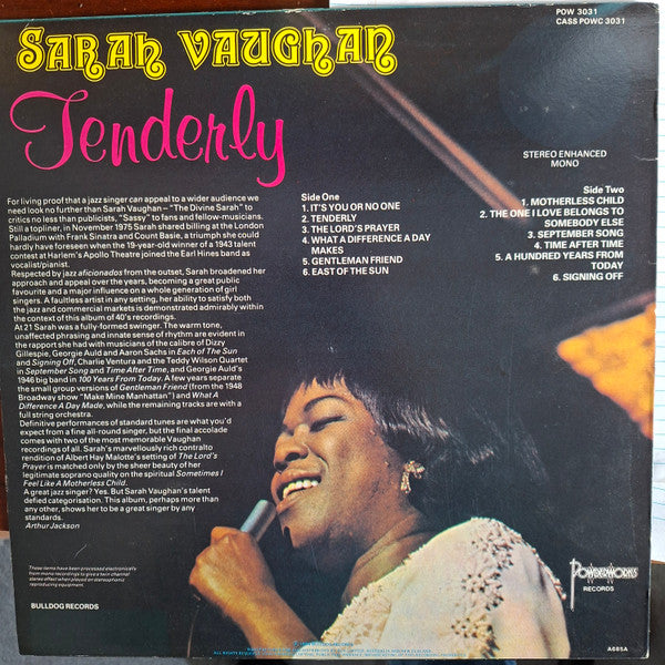 Sarah Vaughan : Tenderly (LP, Comp, Rei)