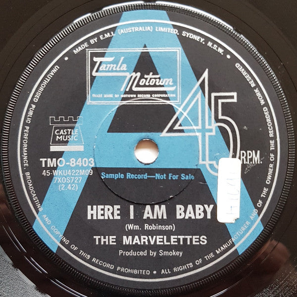 The Marvelettes : Here I Am Baby (7", Single, Promo)