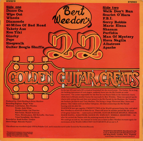 Bert Weedon : Bert Weedon's 22 Golden Guitar Greats (LP, Album)