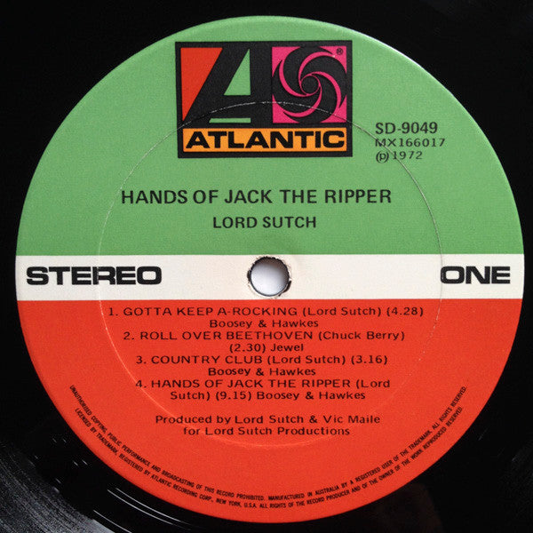 Lord Sutch And Heavy Friends : Hands Of Jack The Ripper (LP, Album)