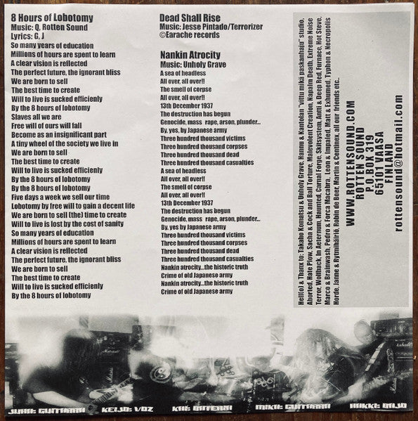 Rotten Sound / Unholy Grave : 8 Hours Of Lobotomy / Wrath (CD)