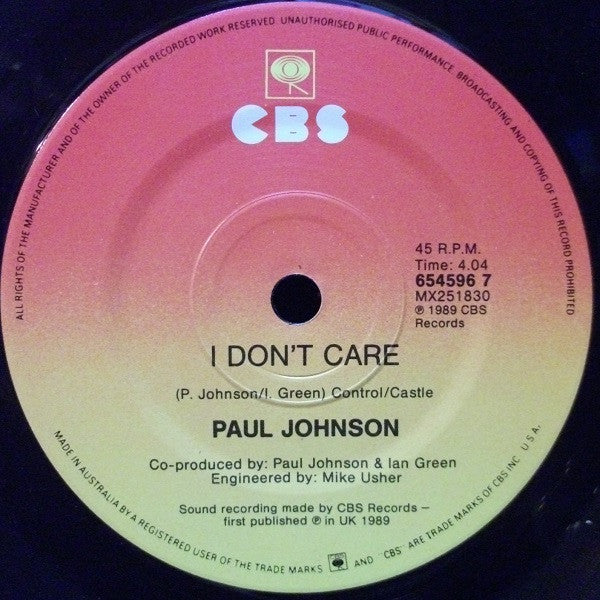 Paul Johnson (2) : No More Tomorrows (7", Single)