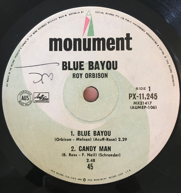Roy Orbison : Blue Bayou (7", EP)