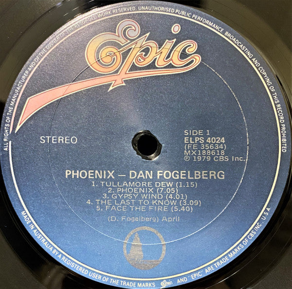 Dan Fogelberg : Phoenix (LP, Album, Dar)