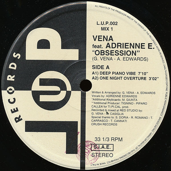 Giacomo Vena Feat. Adrienne Edwards : Obsession (2x12")