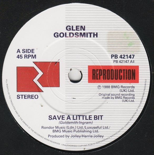 Glen Goldsmith : Save A Little Bit (7")