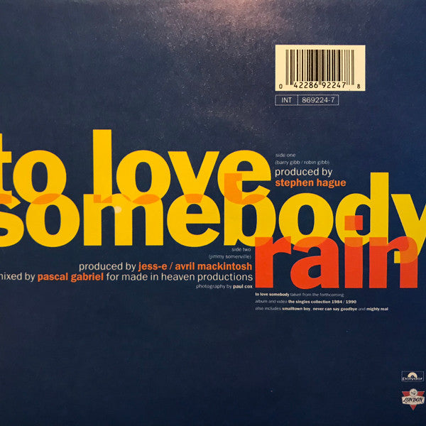 Jimmy Somerville : To Love Somebody (7", Single)