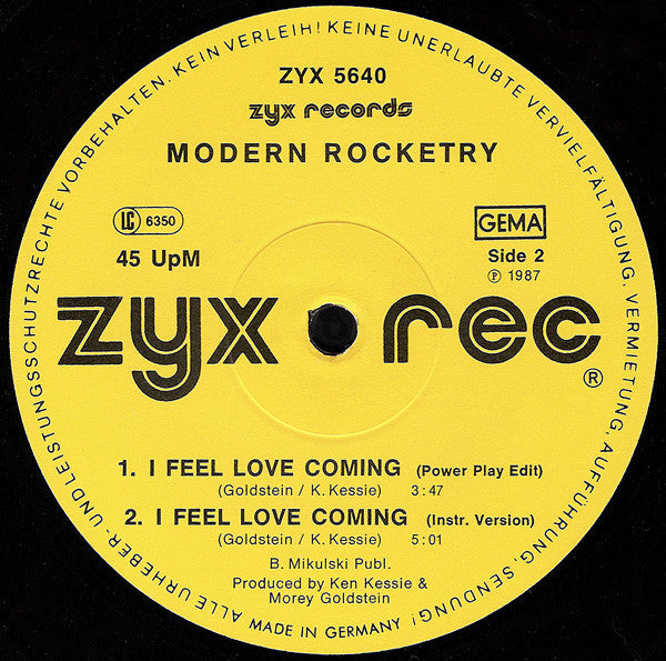 Modern Rocketry : I Feel Love Coming (12")