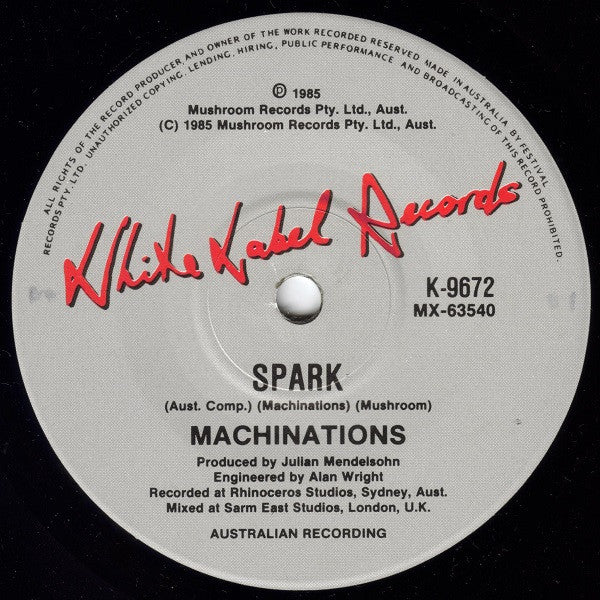 Machinations : My Heart's On Fire (7", Single, Ltd)