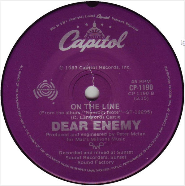 Dear Enemy : The Good Life (7", Single)