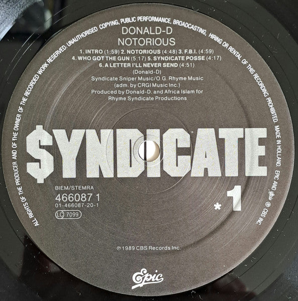 Donald D : Notorious (LP, Album)