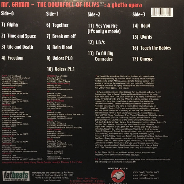 MF Grimm : The Downfall Of Ibliys: A Ghetto Opera (2xLP, Album)
