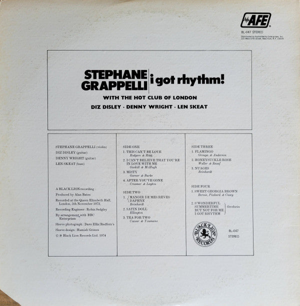Stéphane Grappelli with The Hot Club Of London* : I Got Rhythm! (2xLP, Album)