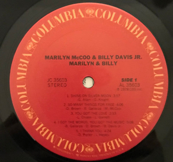 Marilyn McCoo & Billy Davis Jr. : Marilyn & Billy (LP, Album, Ter)