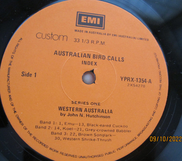 John N. Hutchinson : Australian Bird Calls Index (LP)