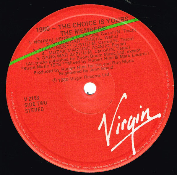 The Members : 1980 - The Choice Is Yours (LP, Album)