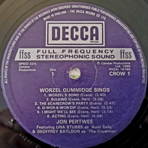 Jon Pertwee Featuring Una Stubbs & Geoffrey Bayldon : Worzel Gummidge Sings (LP)