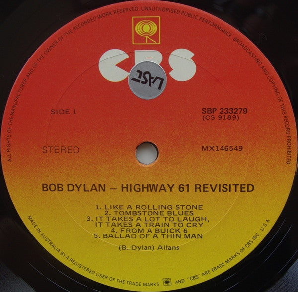Bob Dylan : Highway 61 Revisited (LP, Album, RE)
