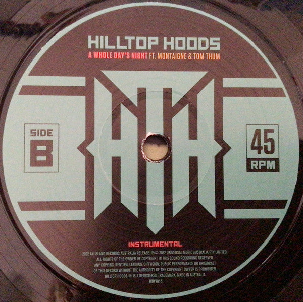 Hilltop Hoods, Montaigne (2), Tom Thum : A Whole Day's Night (7", Single, Ltd)