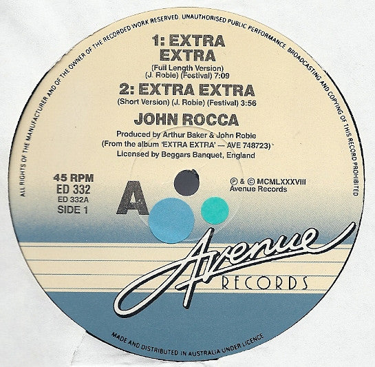 John Rocca : Extra Extra / Move (12", Maxi)