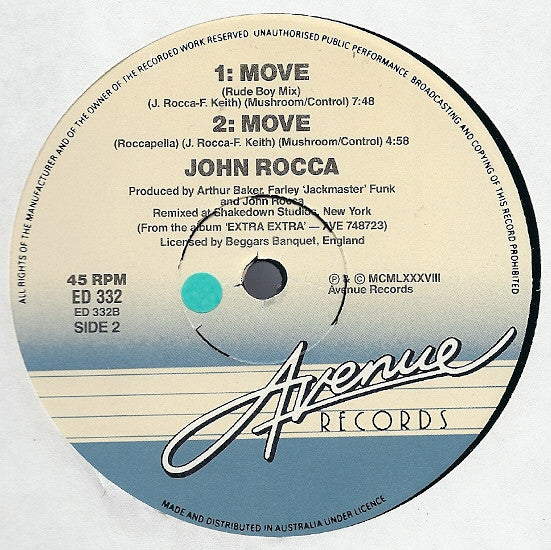 John Rocca : Extra Extra / Move (12", Maxi)