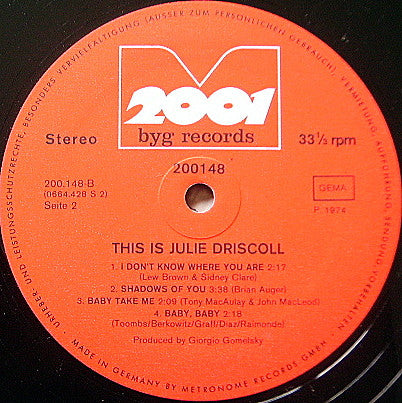 Julie Driscoll : This Is Julie Driscoll (LP, Comp)