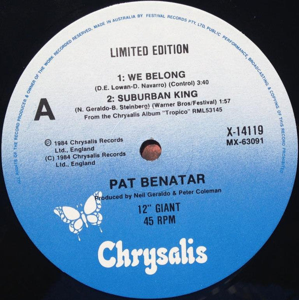 Pat Benatar : We Belong (12", Single, Ltd)