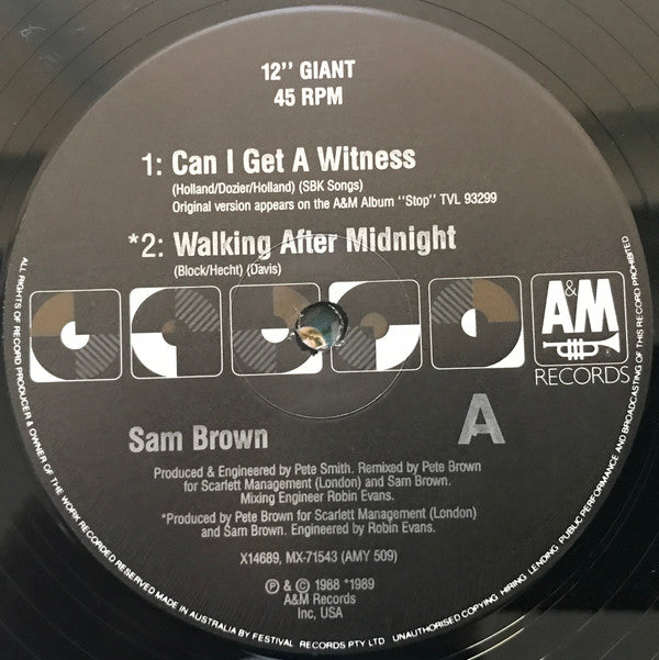 Sam Brown : Can I Get A Witness (12", Ltd)