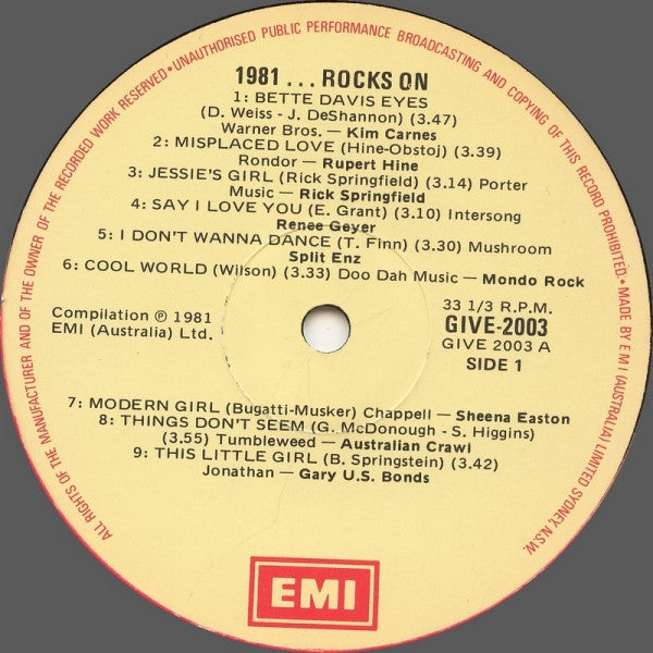 Various : 1981...Rocks On (LP, Comp)