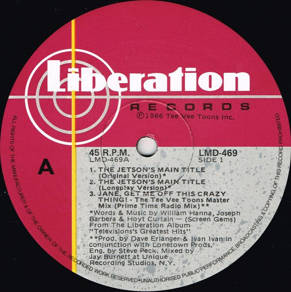 Unknown Artist : The Jetsons Main Title / Jane, Get Me Off This Crazy Thing! (12", Maxi)