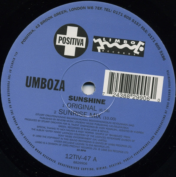 Umboza : Sunshine (12", Single)