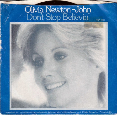 Olivia Newton-John : Don't Stop Believin' (7", Pin)