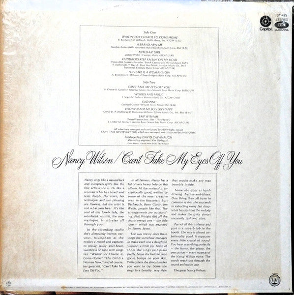 Nancy Wilson : Can't Take My Eyes Off You (LP, Album, RP)