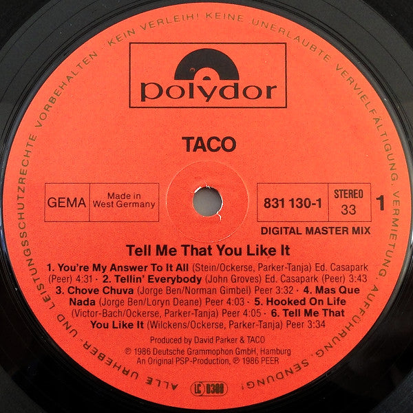 Taco : Tell Me That You Like It (LP, Album)