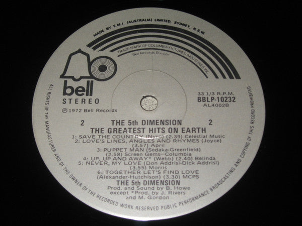 The Fifth Dimension : Greatest Hits On Earth (LP, Comp, RE)