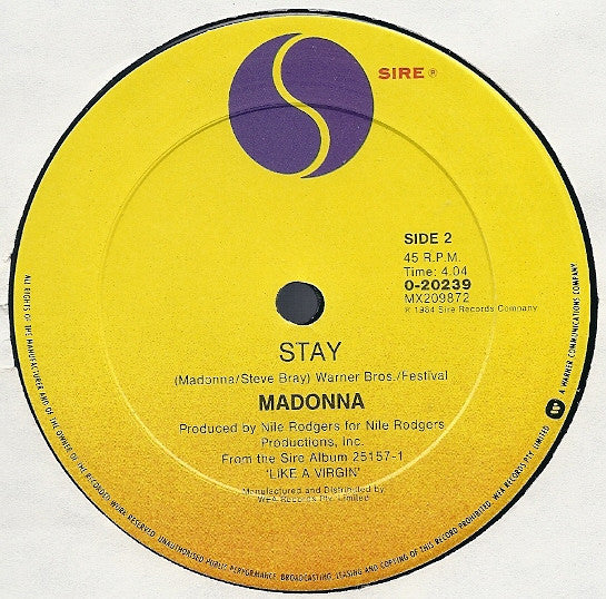 Madonna : Like A Virgin (Extended Dance Remix) (12")