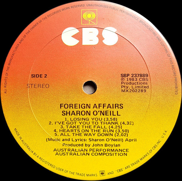 Sharon O'Neill : Foreign Affairs (LP, Album)