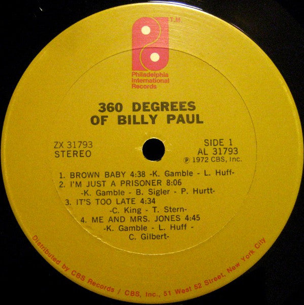 Billy Paul : 360 Degrees Of Billy Paul (LP, Album, Ter)
