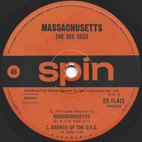 The Bee Gees* : Massachusetts (7", EP, Mono, Fli)