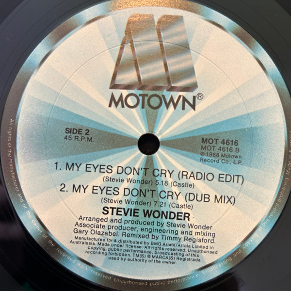 Stevie Wonder : My Eyes Don't Cry (12", Single)