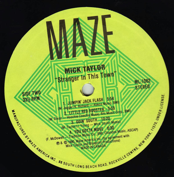 Mick Taylor : Stranger In This Town (LP, Album)